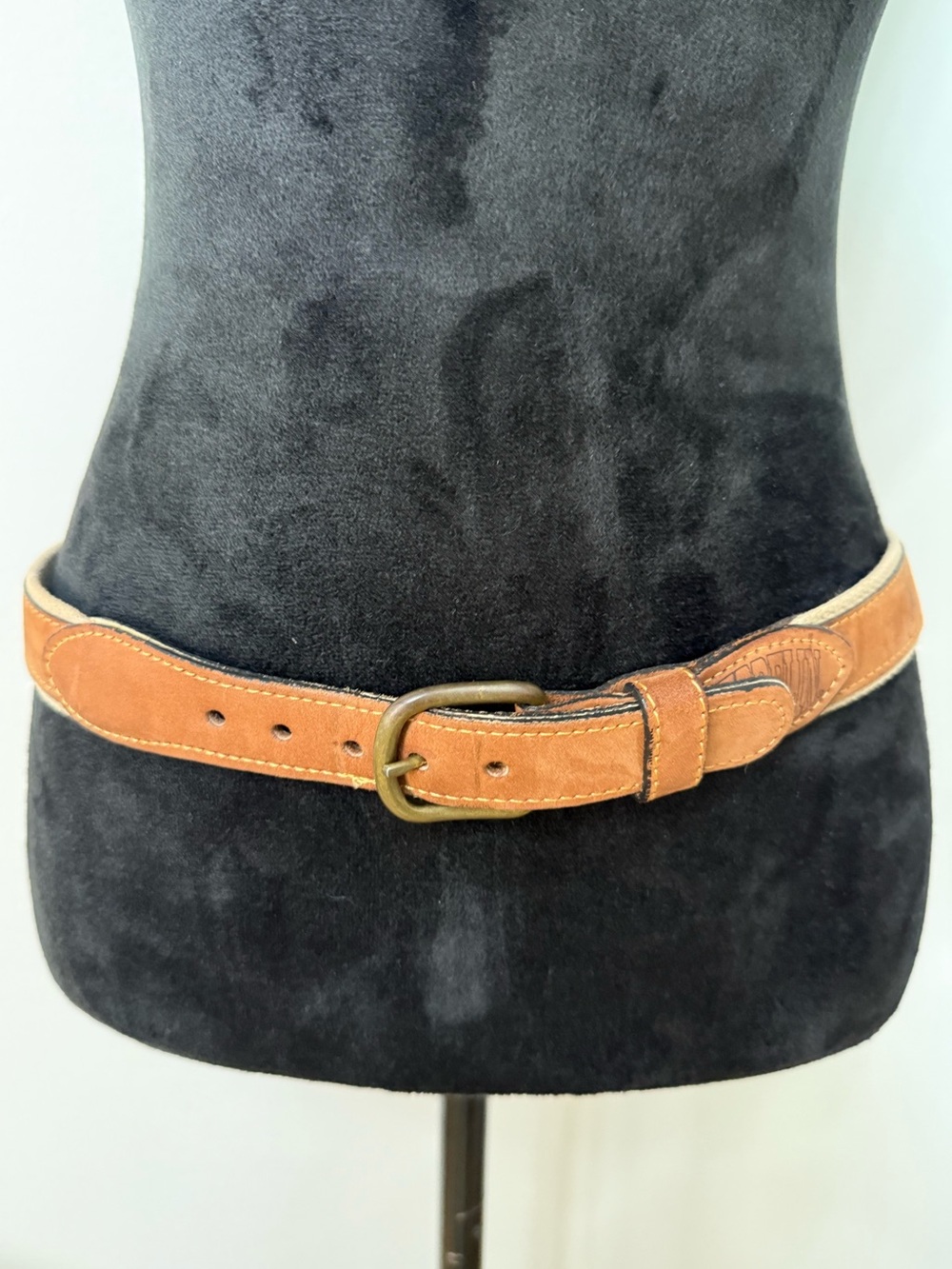 Zeppelin Fishing Lure Leather Canvas Belt Size 34 Made USA Vintage